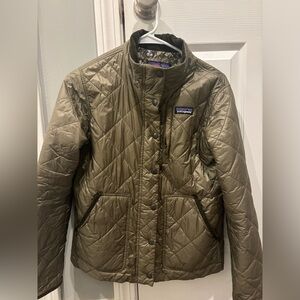 Patagonia Olive Green Jacket with Floral inside